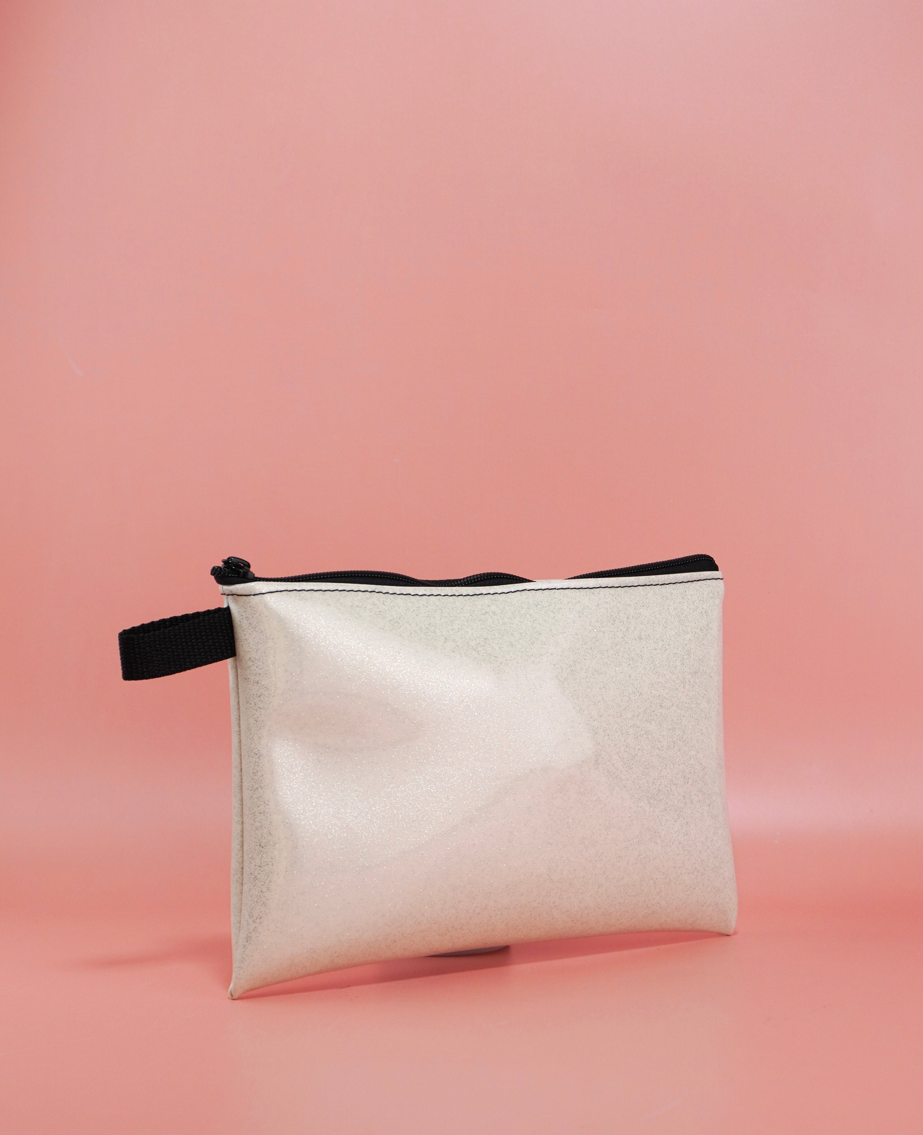 Large White Sparkle Pouch